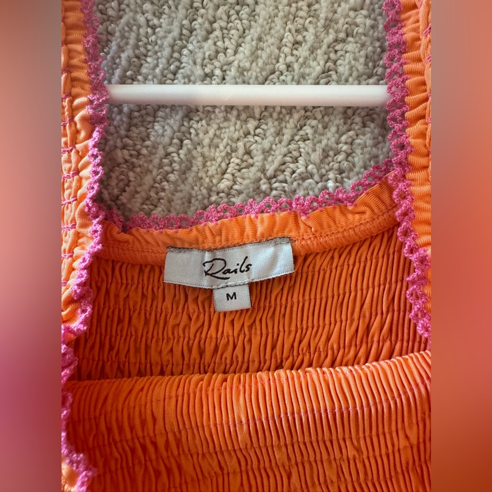Rails Orange with Pink Trim Smocked Tank Top - Picture 4 of 6